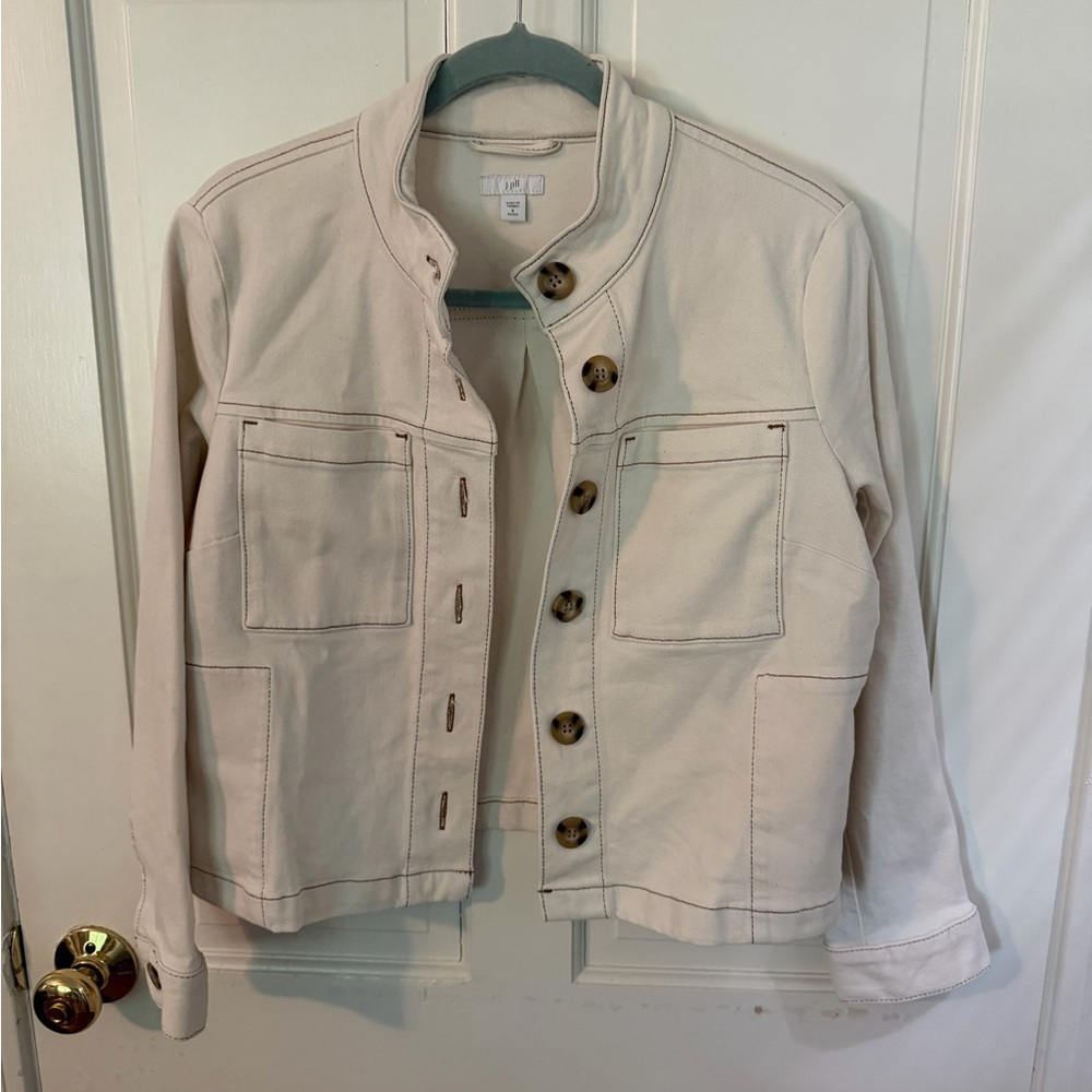 J. Jill Cream Jacket with Subtle Stitching